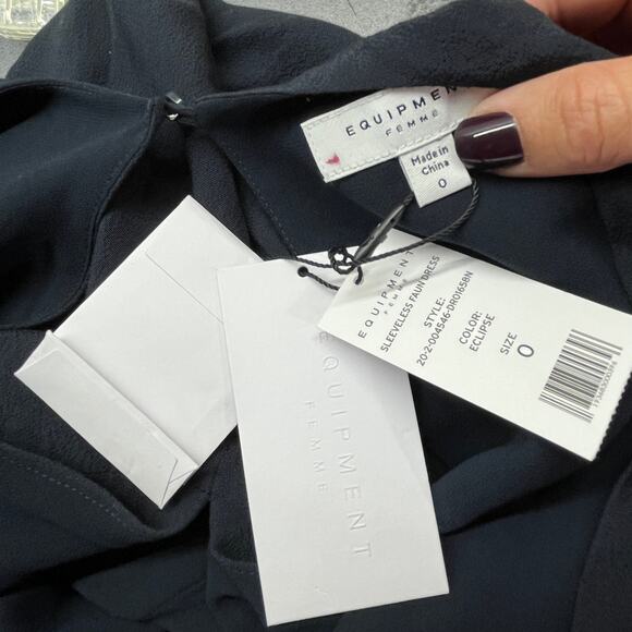 Equipment Femme Women's Navy Eclipse Sleeveless Faun Twisted Front Dress 0 NWT - Picture 5 of 8